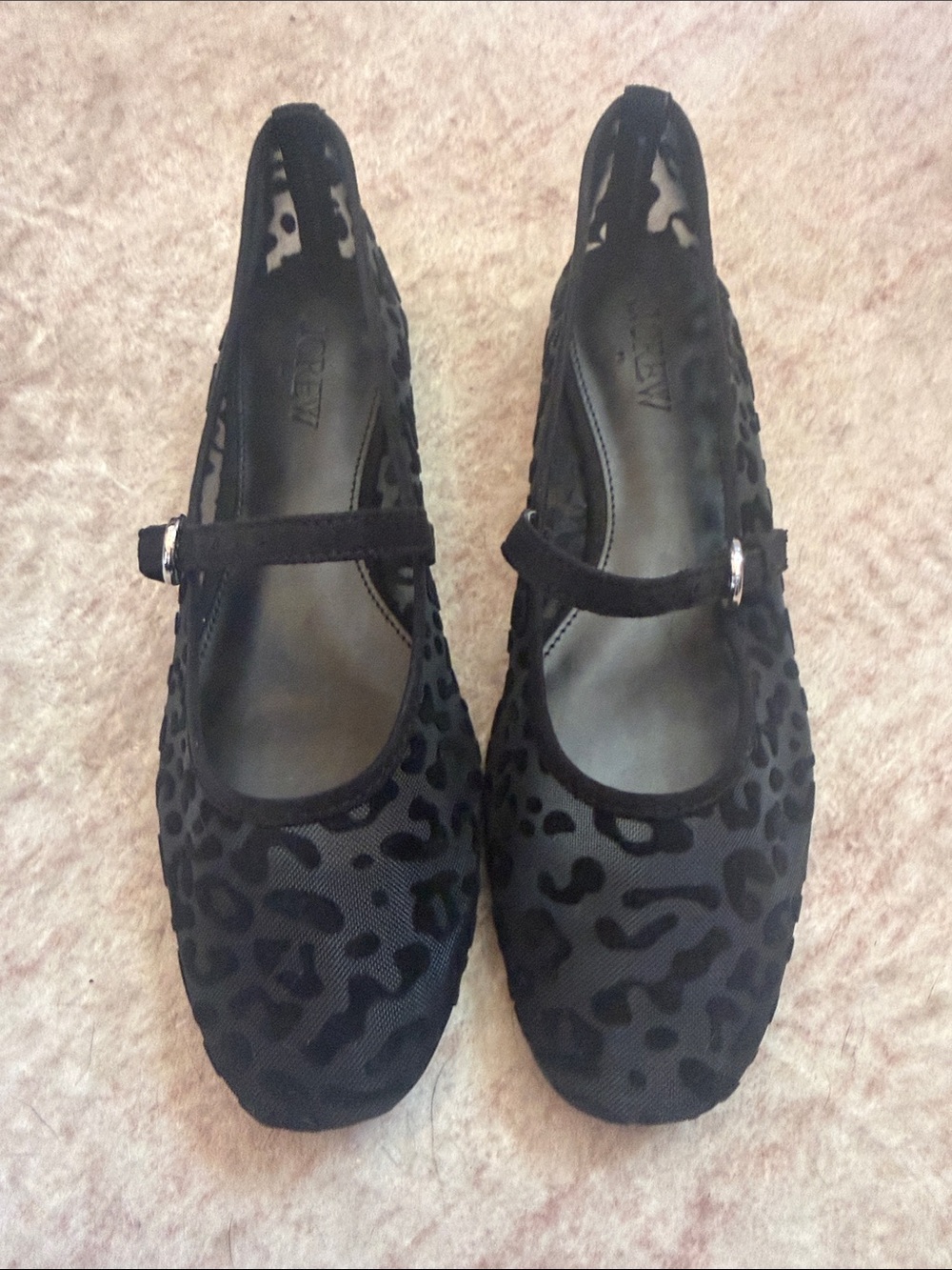 J. Crew Black Leopard-Print Mary Jane Flats with Buckle
